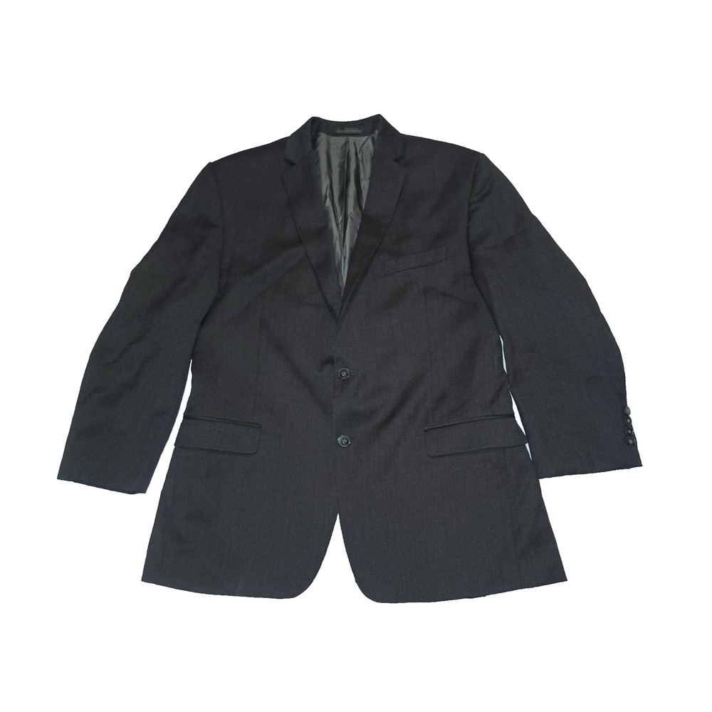 Calvin Klein Men’s 42R Black Blazer - 100% Wool Two-Button Suit Jacket M004